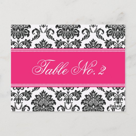 Fuchsia Damask Weduwingnummer Briefkaart (Achterkant)