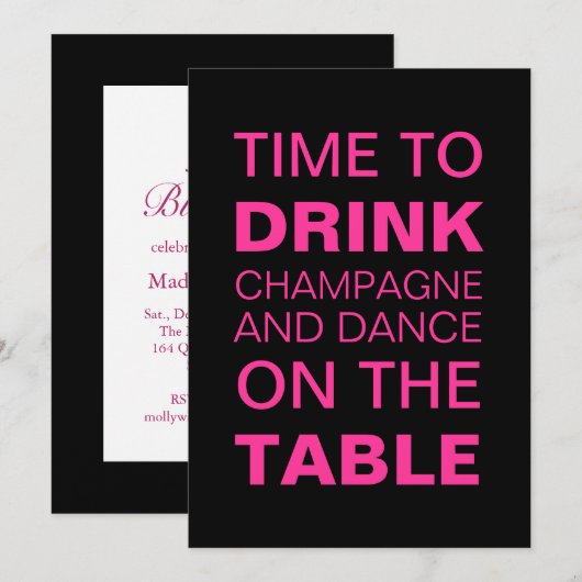 Fuchsia Dancing 30th Birthday Invitation Kaart (Voorkant / Achterkant)