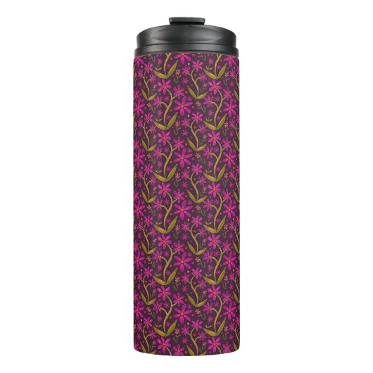 Fuchsia | Dancing Daisies Watercolor Tumbler Thermosbeker (Voorkant)