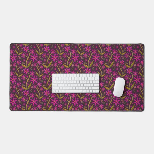 Fuchsia | Dansende Aquarel Daisies Bureaumat (Keyboard & Muis)