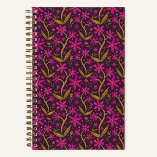 Fuchsia Dansende Aquarel Daisies Notitieboek