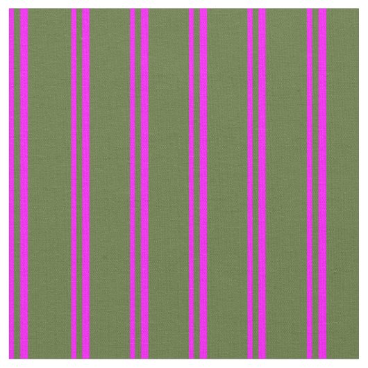 Fuchsia & Dark Olive Green Colored Pattern Stof (Close Up)