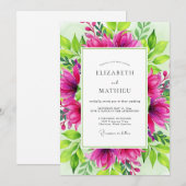 Fuchsia Dazzling Botanical Wedding Kaart (Voorkant / Achterkant)