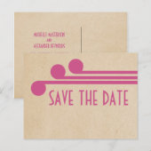 Fuchsia Deco Chic Save the Date Briefkaart (Voorkant / Achterkant)