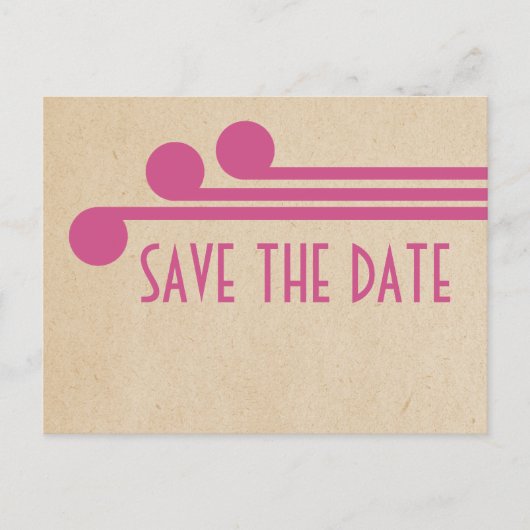 Fuchsia Deco Chic Save the Date Briefkaart (Voorkant)