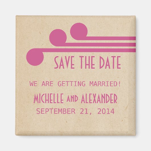 Fuchsia Deco Chic Save the Date Magnet (Voorkant)