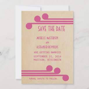 Fuchsia Deco Chic Save the Date Uitnodiging