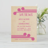 Fuchsia Deco Chic Save the Date Uitnodiging (Staand voorkant)