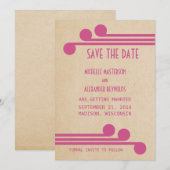 Fuchsia Deco Chic Save the Date Uitnodiging (Voorkant / Achterkant)