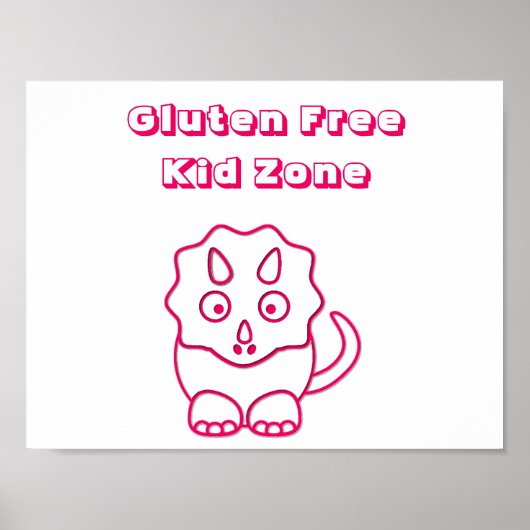 Fuchsia Dino Gluten Free Kind Zone Poster (Voorkant)