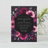 Fuchsia Dramatische Anemoon Bruiloft Kaart (Staand voorkant)