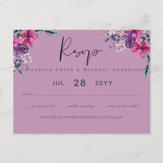 Fuchsia Dreams coördineert Sage en Deep Pink Briefkaart (Voorkant)