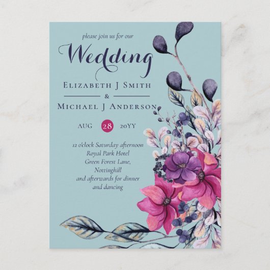 Fuchsia Dreams coördineert Sage en Deep Pink Briefkaart (Voorkant)