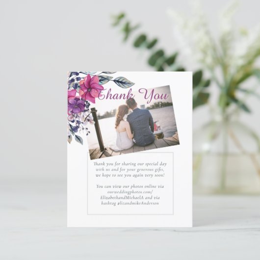 Fuchsia Dreams HARTELIJK DANK FOTO Huwelijk (Staand voorkant)