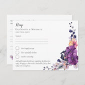 Fuchsia Dromen RSVP met Menu Prentbriefkaart (Voorkant / Achterkant)