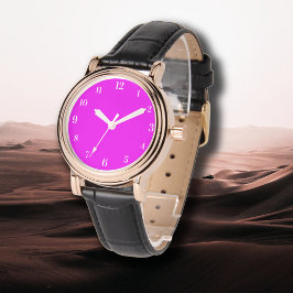 Fuchsia effen kleur | Klassiek Elegant Horloge