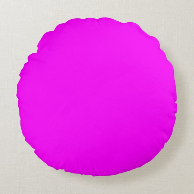 Fuchsia effen kleur | Klassiek Elegant Rond Kussen (Voorkant)