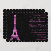 Fuchsia Eiffel Tower Weddenschap Kaart (Voorkant / Achterkant)