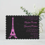 Fuchsia Eiffel Tower Weddenschap Kaart (Staand voorkant)