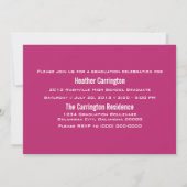 Fuchsia Elegant Script Photo Afstuderen Invite Kaart (Achterkant)