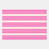 Fuchsia en beige vijf strepen patroon inpakpapier vel (Voorkant)