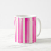 Fuchsia en beige vijf strepen patroon koffiemok (Voorkant rechts)