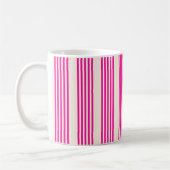 Fuchsia en beige vijf strepen patroon koffiemok (Links)
