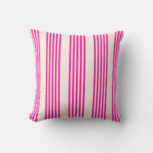 Fuchsia en beige vijf strepen patroon kussen
