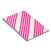 Fuchsia en beige vijf strepen patroon notitieboek (Rechterzijde)