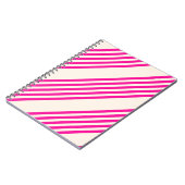 Fuchsia en beige vijf strepen patroon notitieboek (Linkerzijde)