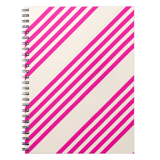 Fuchsia en beige vijf strepen patroon notitieboek (Voorkant)