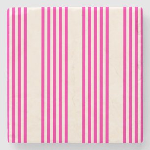 Fuchsia en beige vijf strepen patroon stenen onderzetter