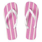 Fuchsia en beige vijf strepen patroon teenslippers (Voetbed)