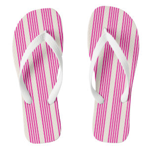 Fuchsia en beige vijf strepen patroon teenslippers
