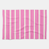 Fuchsia en beige vijf strepen patroon theedoek (Horizontaal)