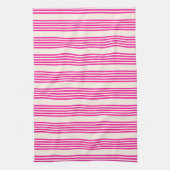 Fuchsia en beige vijf strepen patroon theedoek (Verticaal)