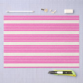 Fuchsia en beige vijf strepen patroon tissuepapier (Craft)