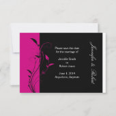 Fuchsia en Black Wedding Save the Date (Voorkant)
