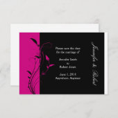 Fuchsia en Black Wedding Save the Date (Voorkant / Achterkant)