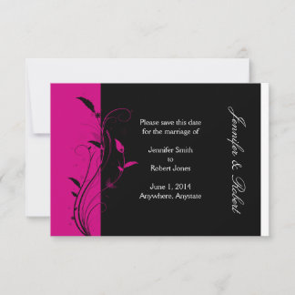 Fuchsia en Black Wedding Save the Date