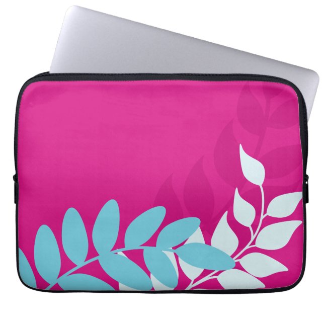 Fuchsia en Blue Mod Vines Laptop Sleeve (Voorkant)