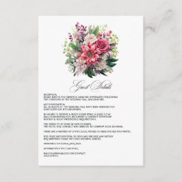 Fuchsia en Emerald Green Wedding Guest Details Informatiekaartje