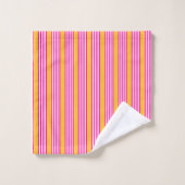 Fuchsia en geel vijf strepen patroon bad handdoek (Wasdoekje)