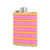 Fuchsia en geel vijf strepen patroon heupfles (Links)