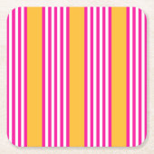 Fuchsia en geel vijf strepen patroon kartonnen onderzetters (Voorkant)