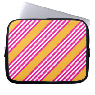 Fuchsia en geel vijf strepen patroon laptop sleeve