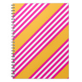 Fuchsia en geel vijf strepen patroon notitieboek (Voorkant)