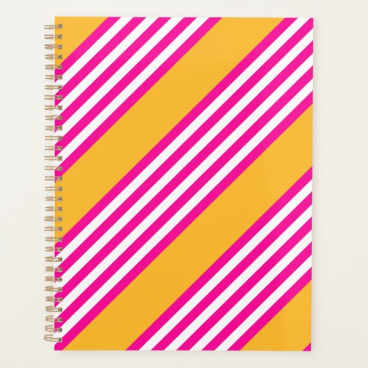 Fuchsia en geel vijf strepen patroon planner (Voorkant)