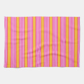 Fuchsia en geel vijf strepen patroon theedoek (Horizontaal)