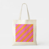 Fuchsia en geel vijf strepen patroon tote bag (Achterkant)